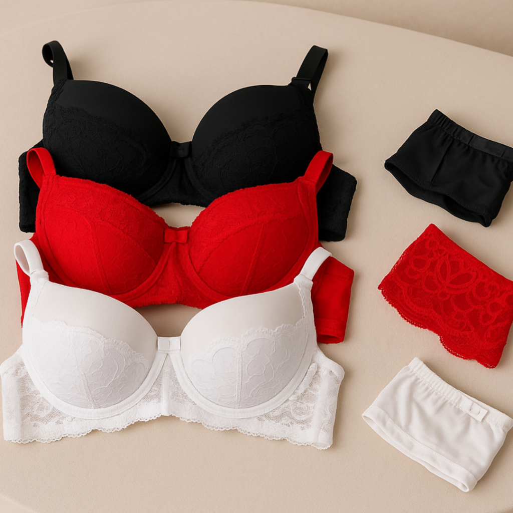Kit Com 03 Conjuntos Lingerie Sensual Luxo Cores Variadas