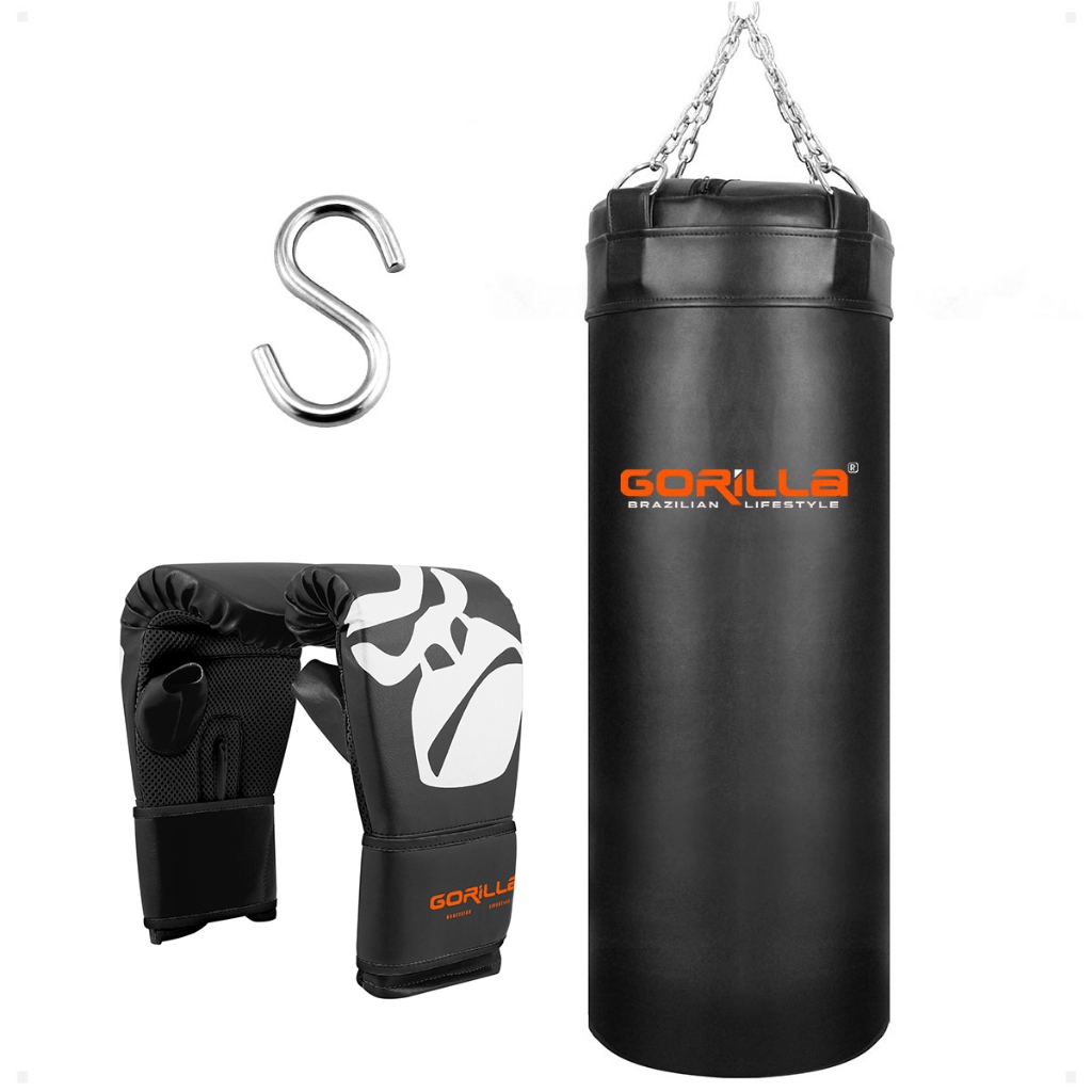 Saco De Boxe Profissional 70 Cm + Luva Bate Saco Pro Muay Thai Gorilla Treino Agilidade Precisão
