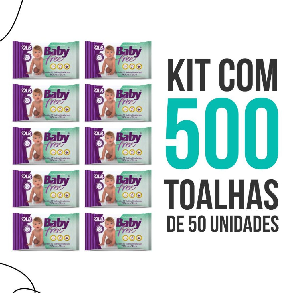 Caixa com 10 Lenços/Toalhas Umedecidas Baby Free c/50 Unidades cada - Econômica