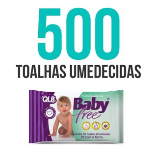 Caixa com 10 Lenços/Toalhas Umedecidas Baby Free c/ 50 Unidades Cada em Oferta na Shopee
