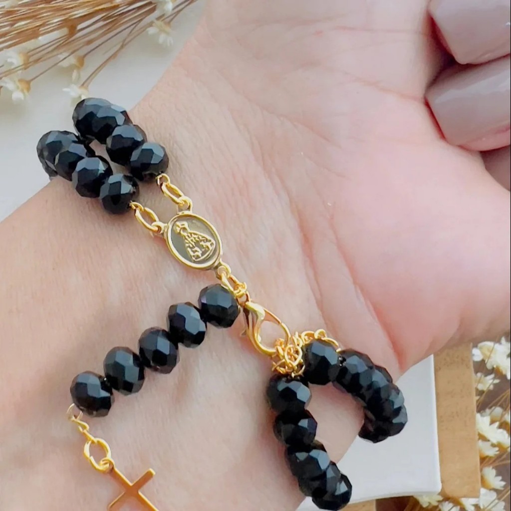 Pulseira da Cristal Terço de Pulso Folheado Nossa Senhora Aparecida