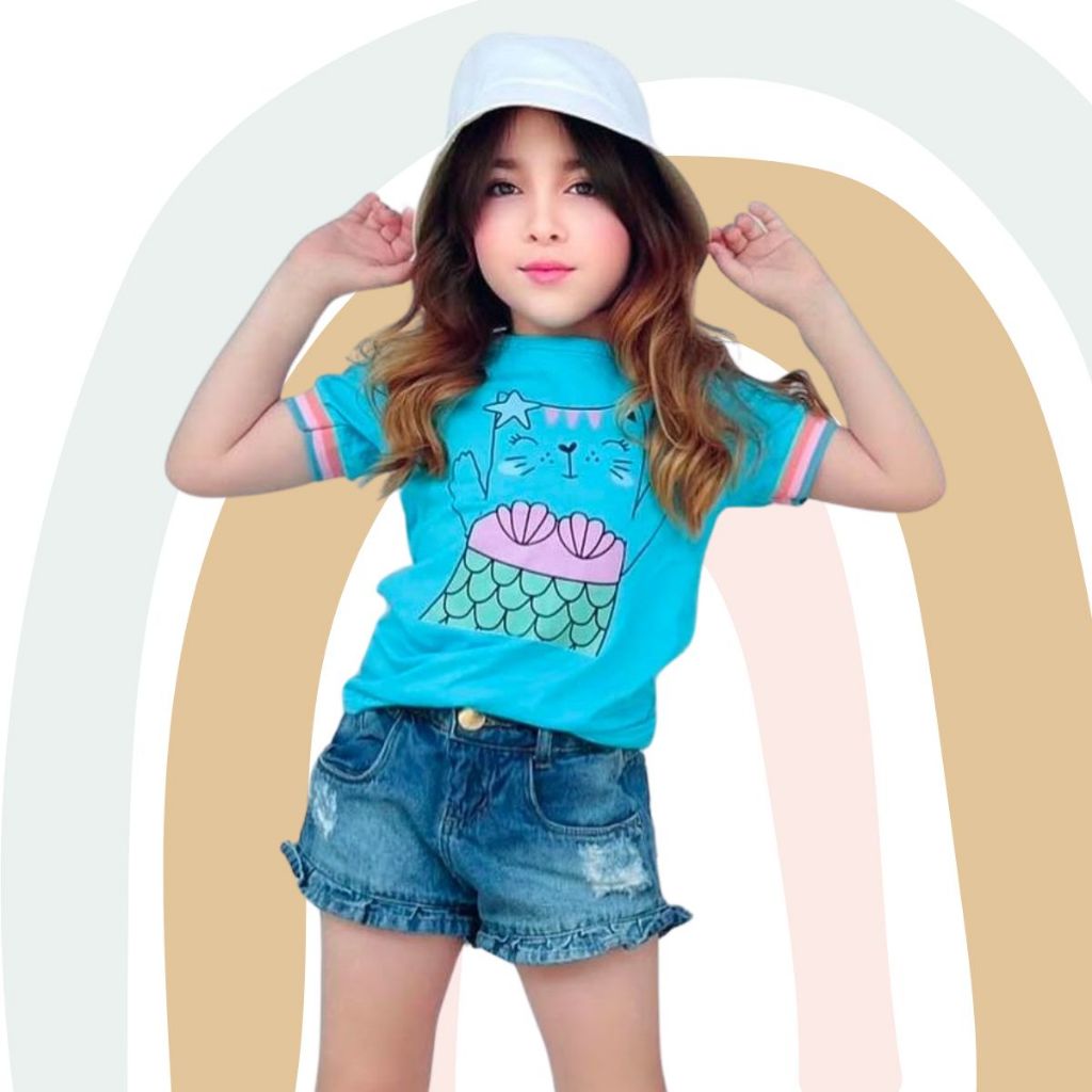 kit tshirt feminina criança blusinha meninina basica algodão infantil e juvenil em Oferta na Shopee
