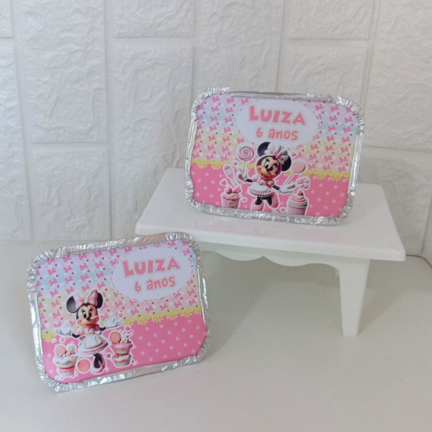 Marmitinha Personalizadas Minnie Confeiteira/Para Bolo e Guloseimas/Personalizados de Festas/Lembrancinha de Aniversário