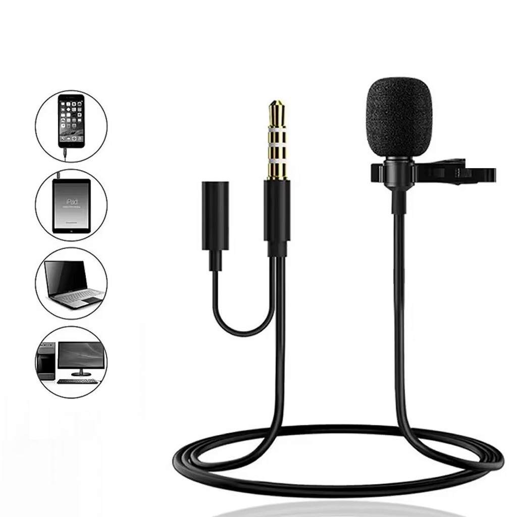 Microfone de Lapela Com Fio P2 Vlog Compatível Tablet Celular - SPO-5219
