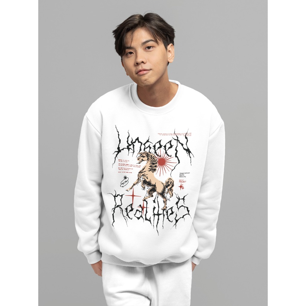 Moletom Careca Unissex ´´Unseen Reality´´ Blusa de Frio-Cavalo-Feminina Masculina- oversized stretwear