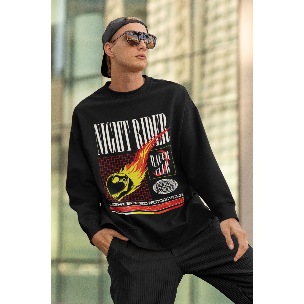 Moletom Careca Unissex ´´Night Rider´´ Blusa de Frio-Feminina Masculina- oversized stretwear
