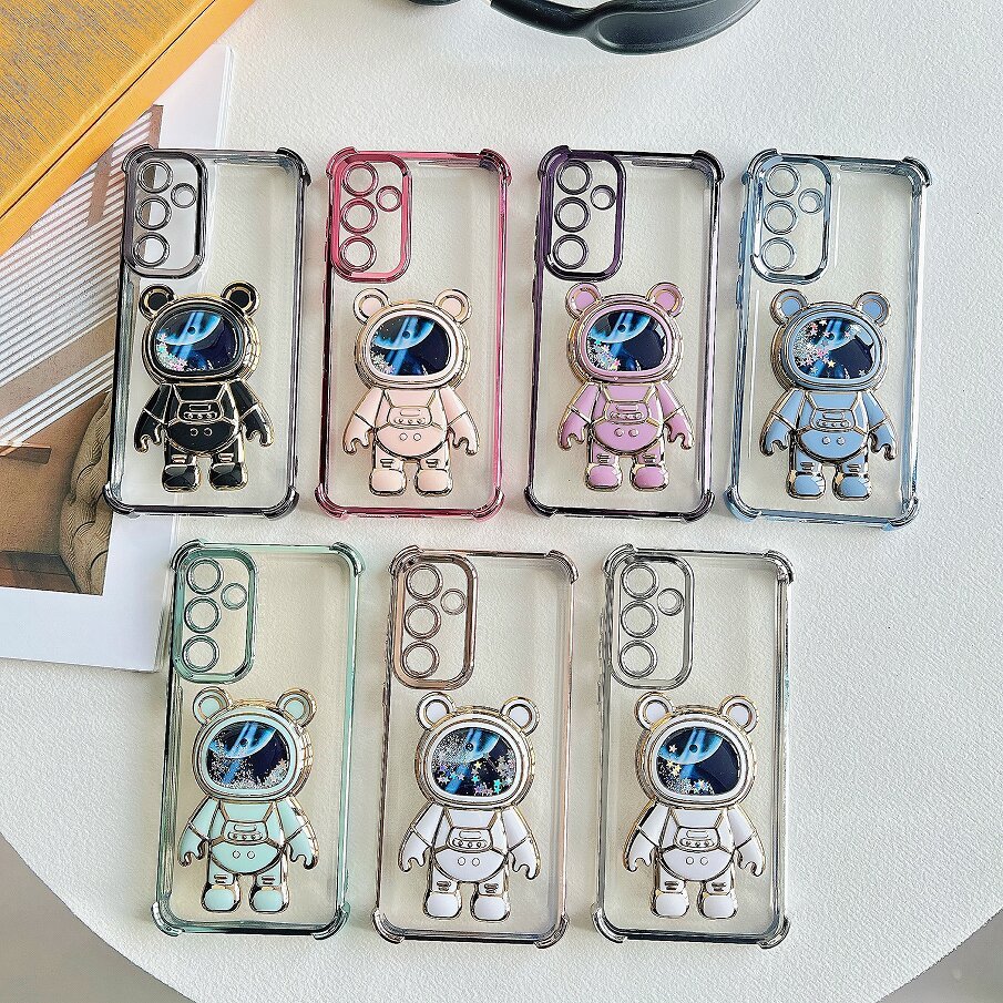 Capinha Samsung A55/A35/A25/A15/A05/A54/A34/A24/M55 Transparente Colorida Suporte Astronauta Brilho