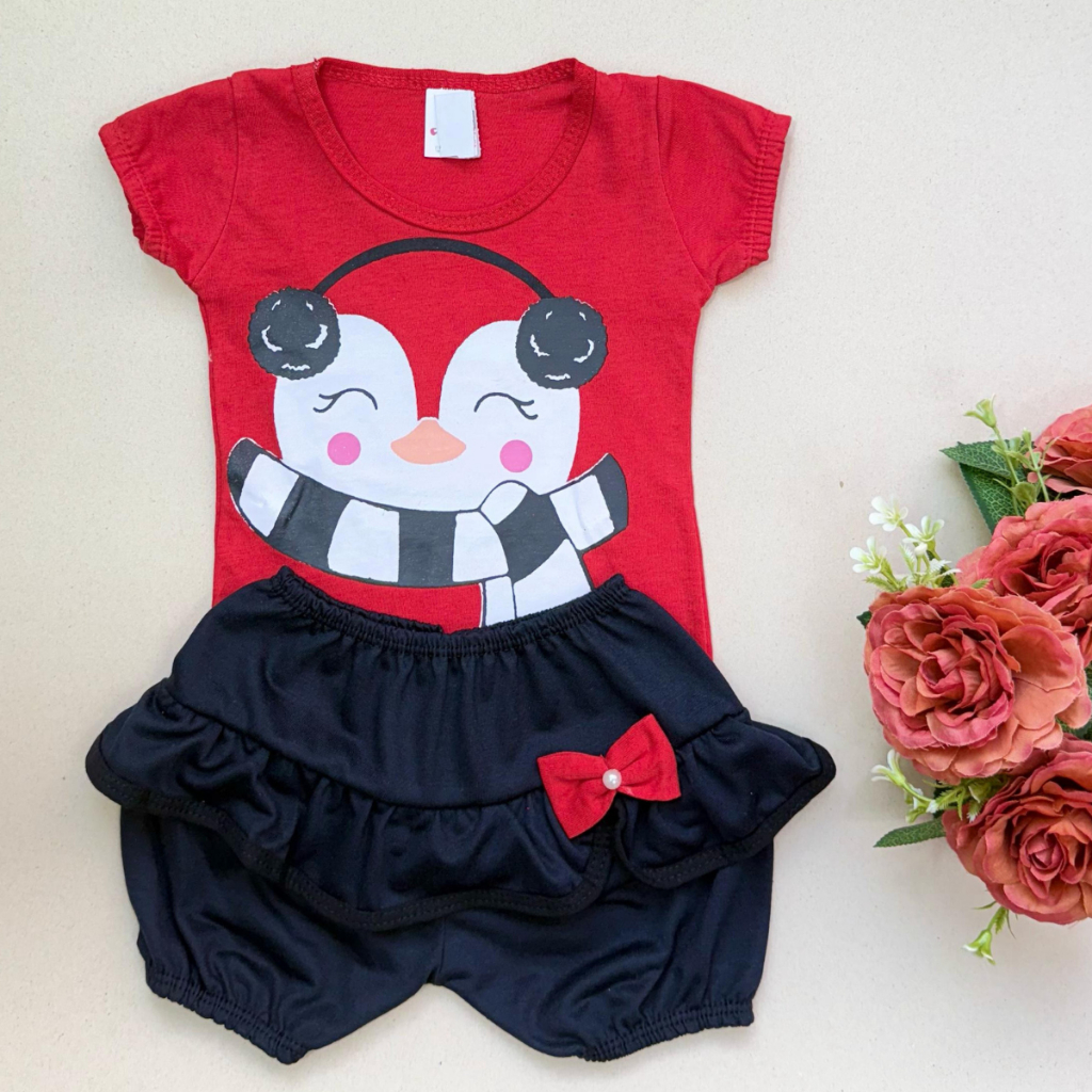 Conjunto Body + Shorts  Roupa Bebê Menina