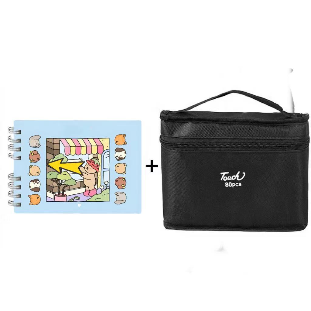 Kit Livro De Colorir Bobbie Goods Capa Dura 50 Páginas + Canetinhas Ponta Dupla Marca Text...