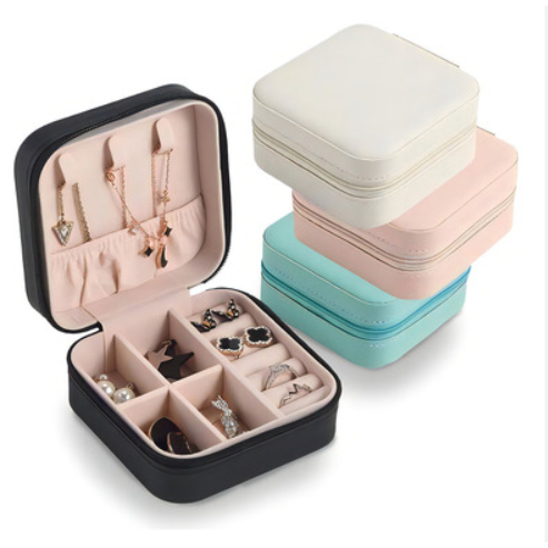 Porta Jóias Portátil Caixinha Bolsa de Armazenamento Colar Brincos Anéis