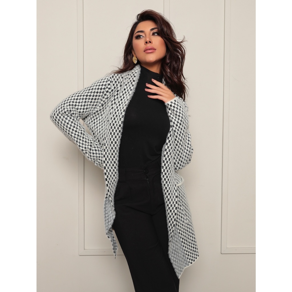 Cardigan Kimono Grosso Sem Capuz Femenina Inverno