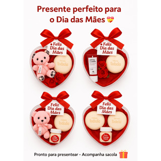 Presente Dia das Mães - Ursinho Pelúcia Sabonete e Creme Natura Sacola Personalizada Pront...