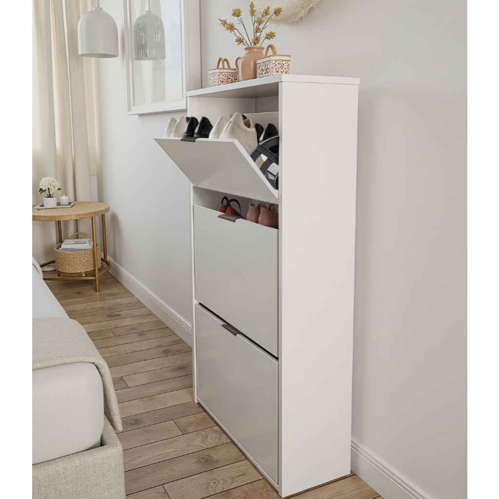 Sapateira Organizadora 3 Portas Basculante Moderna - Branco