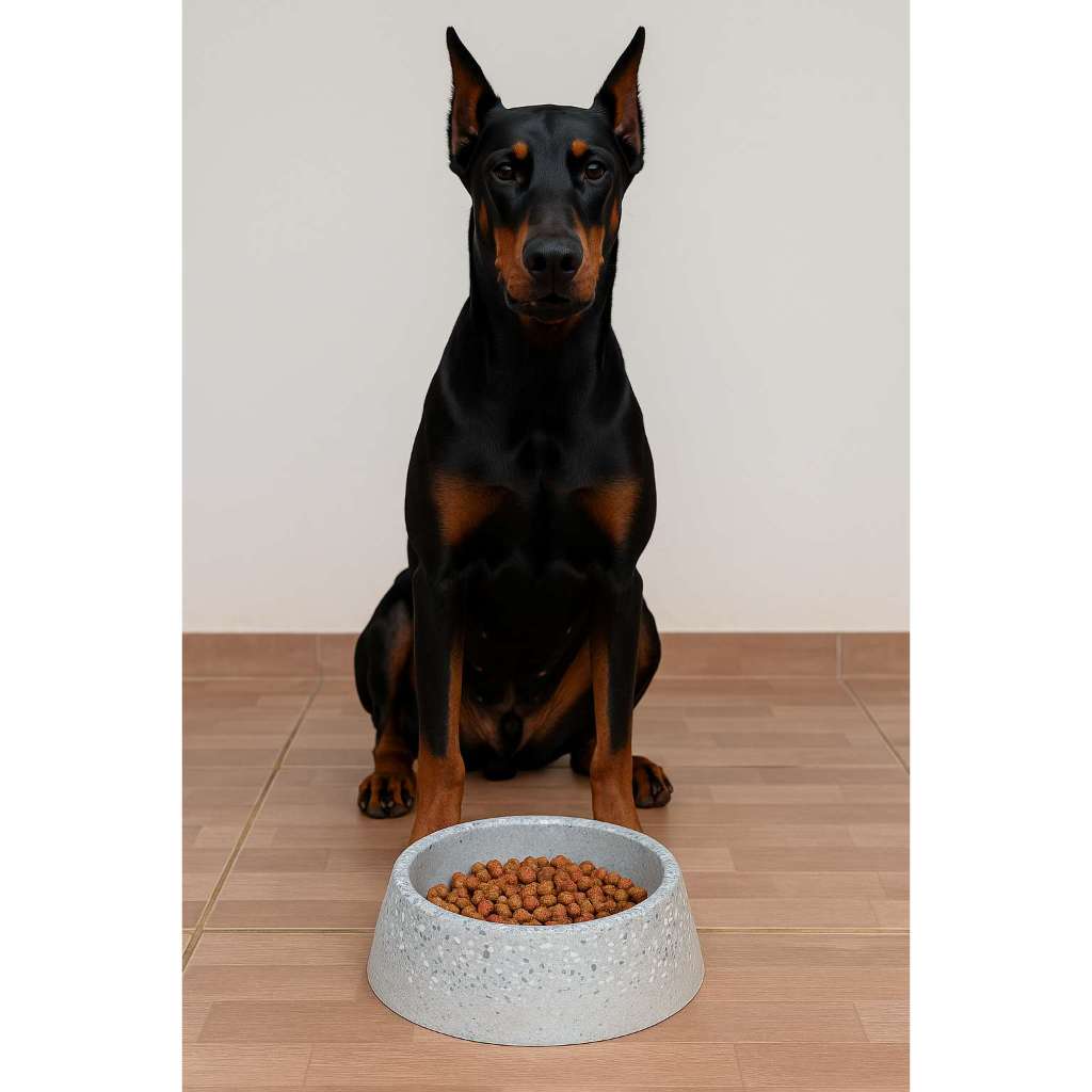 Comedouro Pesado Doberman Granitina 1L 400GM– Raças Fortes Pitbull,Rottweiler
