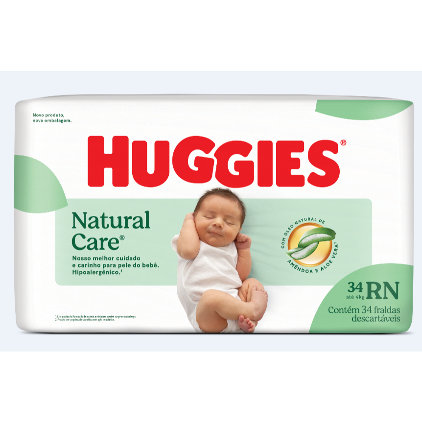 KIT 2 Fraldas Huggies Natural Care RN 34 - Fraldas