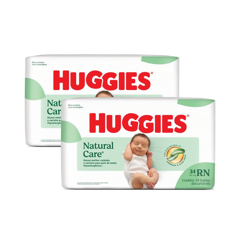 KIT 2 Fraldas Huggies Natural Care RN 34 - Fraldas