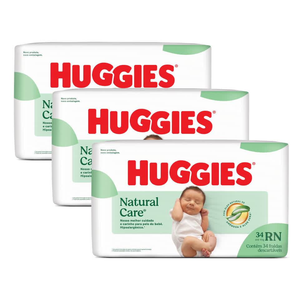 KIT Fralda Huggies Natural Care RN - 102 Fraldas