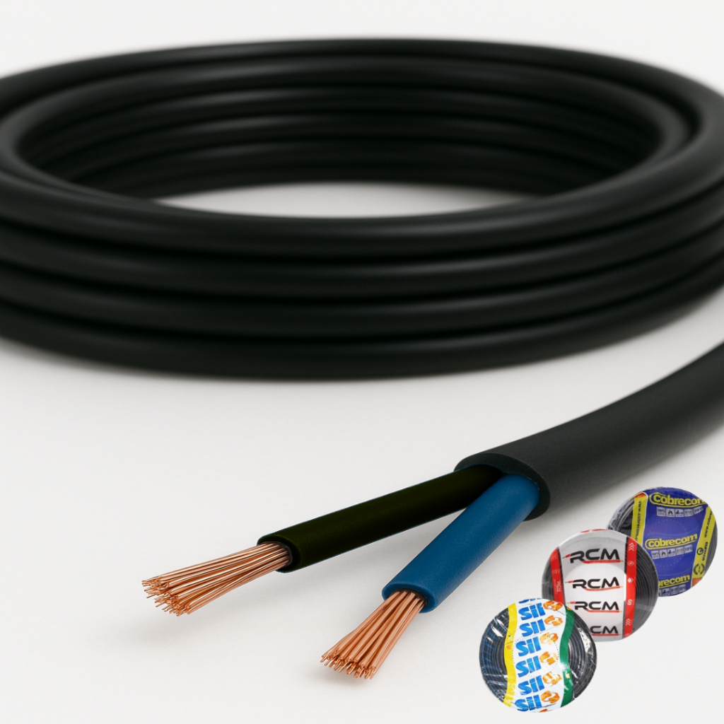 50m Fio Cabo PP 2x6mm Flexível Original Cobre Puro 2 vias 6mm²– Alta Qualidade