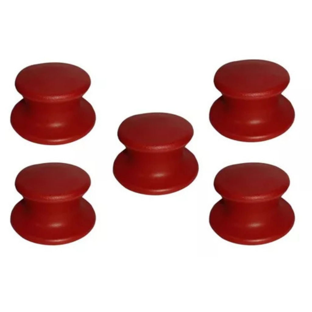 Kit 5 Pomel Vermelho Para Tampa De Vidro Panelas Frigideiras
