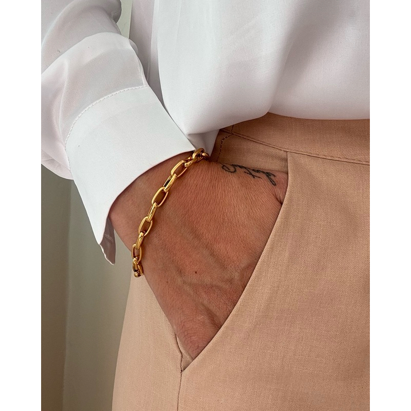 PULSEIRA CARTIER GROSSO FEMININO BANHADO OURO 18k SEMI JÓIA