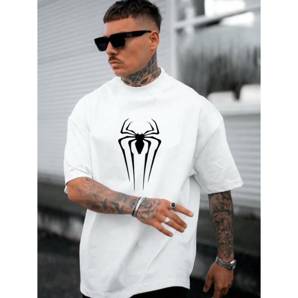 Camiseta Streetwear Aranha Camisa Masculina Estampado Unissex 100% Algodão Lançamento Top
