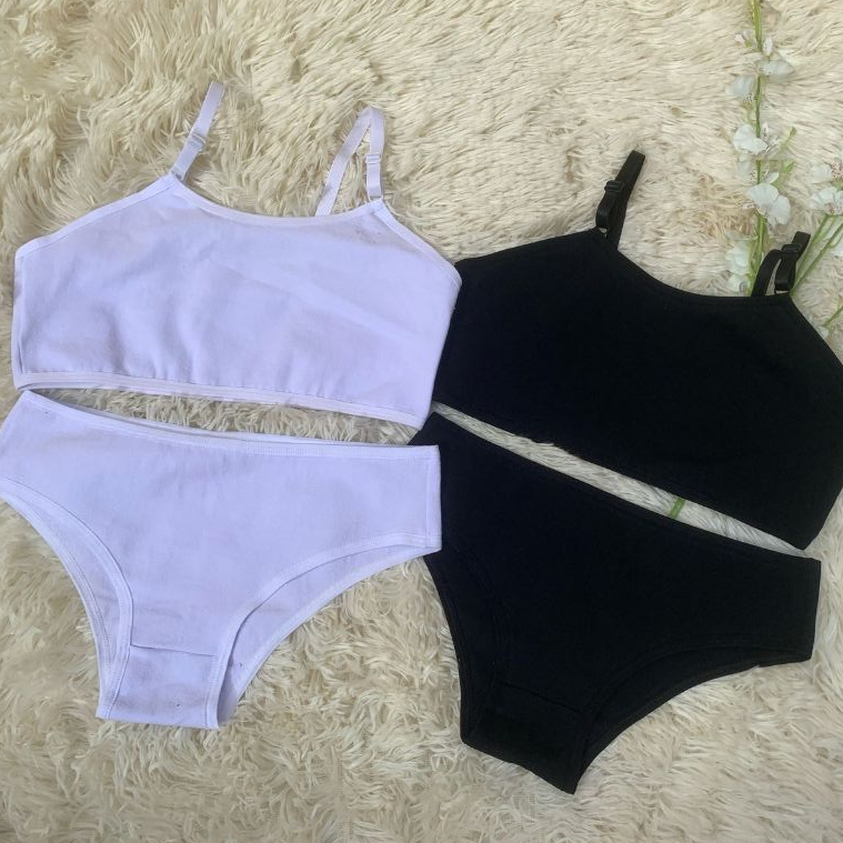 Conjunto Infantil Top e Calcinha em cotton Juvenil Menina Moça Top com alça de regulagem Algodao