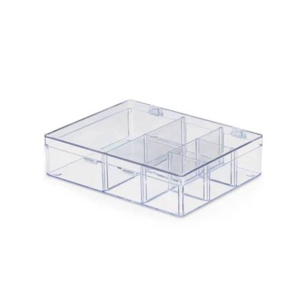 3 Caixa acrílica com divisórias, para gin, lembrancinha, chá, especiarias, brigadeiro, chimarrão, bijus e miçangas em Oferta na Shopee