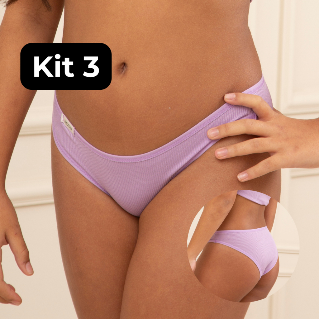 KIT 3 Calcinha Infantil Feminina Juvenil Tecido Suave e Respirável Cós Confortável para Meninas