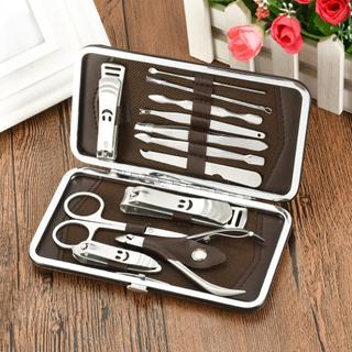 Kit estojo De Manicure Para Unhas De 12 Peças Em Aço Inoxidável