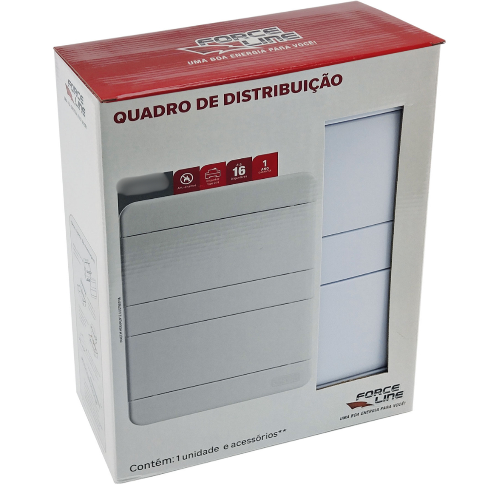 Centrinho Quadro Distribuição de Parede Embutir Branco Para 16 Disjuntores Din Force Line