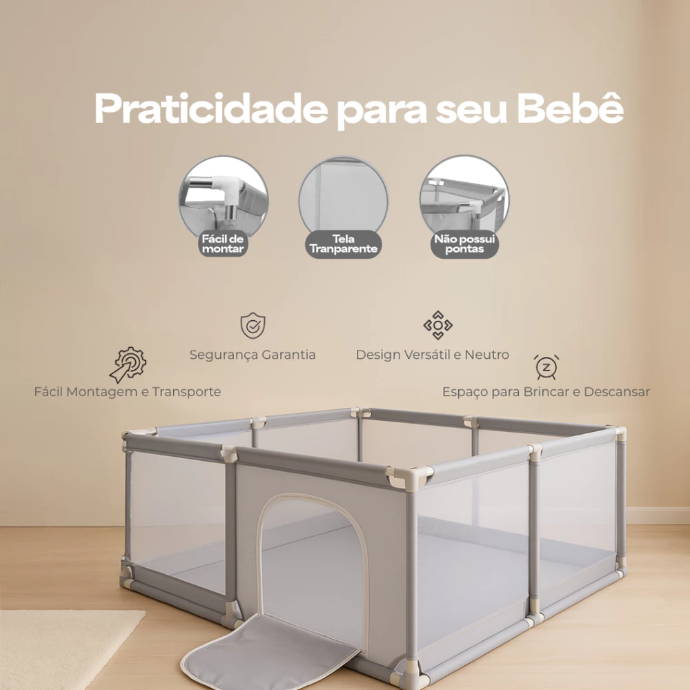 Cercadinho Bebê Chiqueirinho Cercado Tela Infantil 120cm Dox