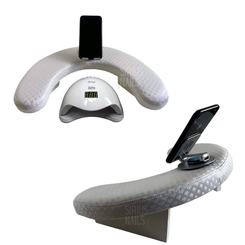 Apoio de Mão Ergonômico com Suporte de Celular Giratório – Modelo S30 | Conforto para Manicures