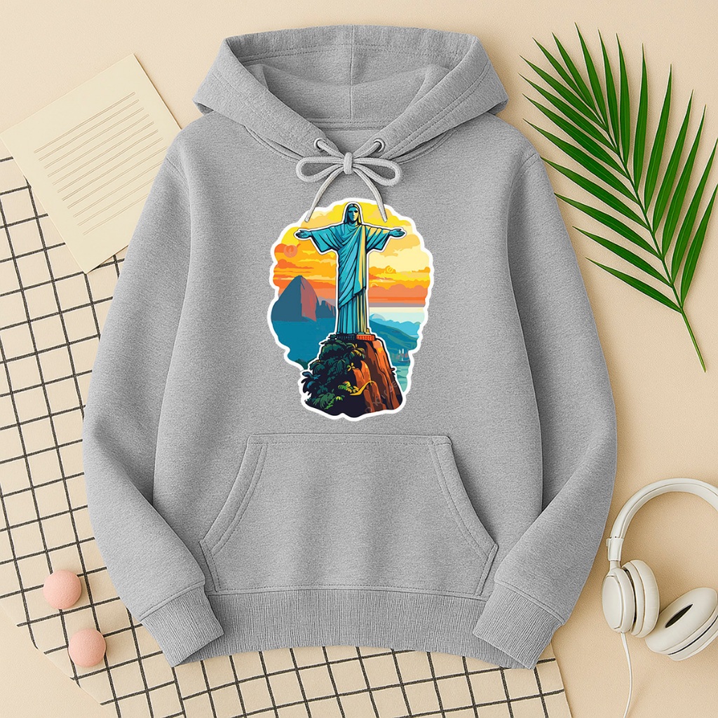 Blusa de Frio Moletom Feminino Cristo Redentor Rio de Janeiro Estampa Icônica Inverno Várias Cores