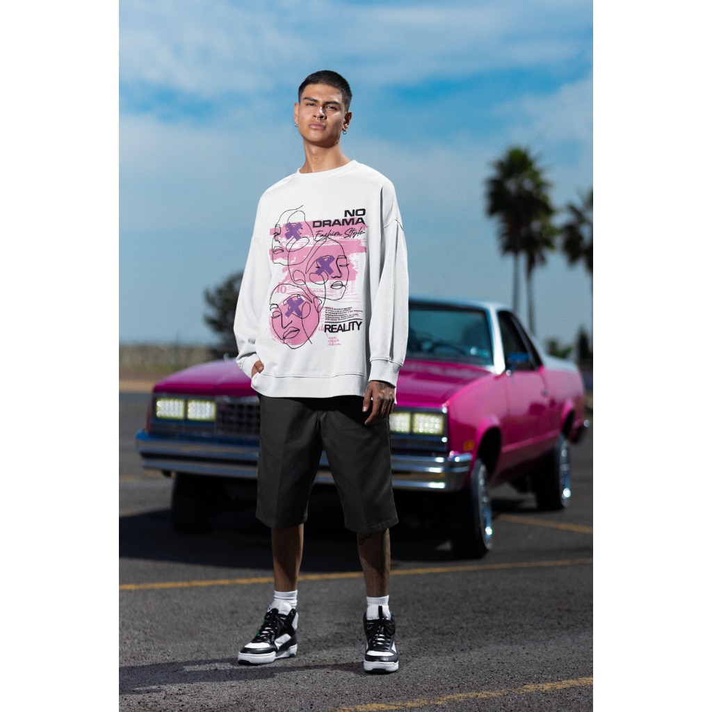 Moletom Careca Unissex ´´No Drama´´ Blusa de Frio- Feminina Masculina- oversized stretwear
