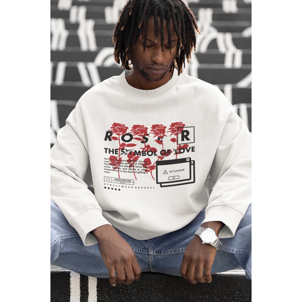Moletom Careca Unissex ´´Roser The Symbol Of Love´´ Blusa de Frio- Feminina Masculina- oversized stretwear