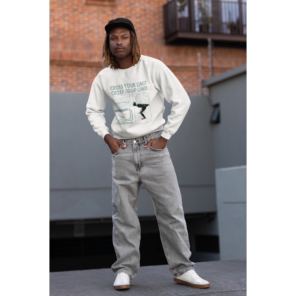 Moletom Careca Unissex ´´Cross Your Limit´´ Blusa de Frio- Feminina Masculina- oversized stretwear