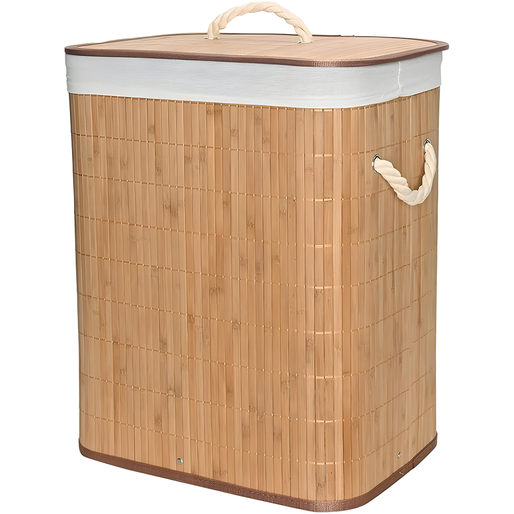 Cesto De Roupa Bambu Conthey N2301688 Retangular Com Tampa em Oferta na Shopee