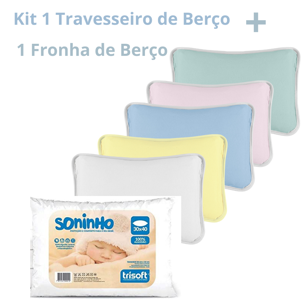 Travesseiro Bebe com Fronha Malha Penteada 100% Algodão