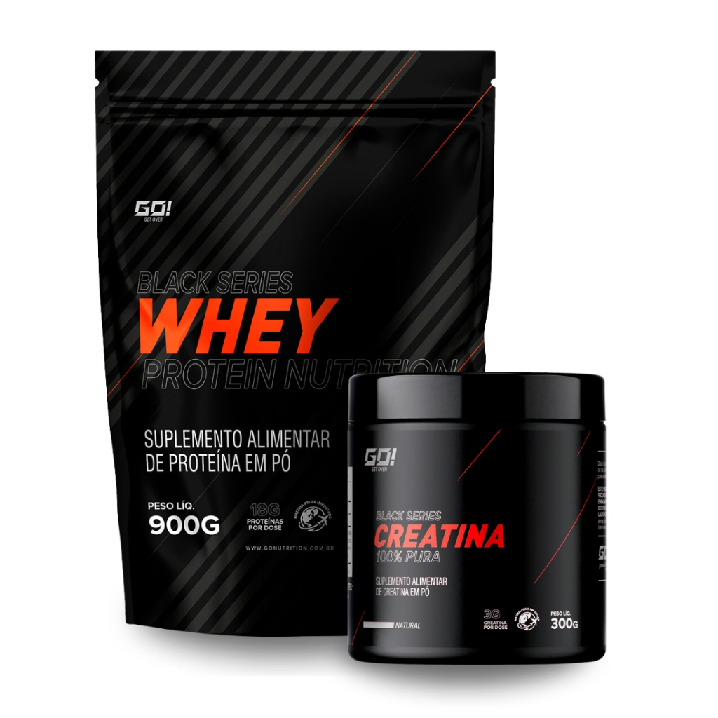 Kit Black Series Whey Protein Nutrition 900g e Black Series Creatina 100% Pura 300g - GO NUTRITION - Health