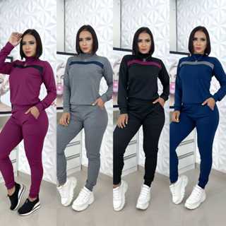 Conjunto Blusa Calça no Canelado Outono e Inverno Tamanho único Gola redonda Tamanho G. em Oferta na Shopee