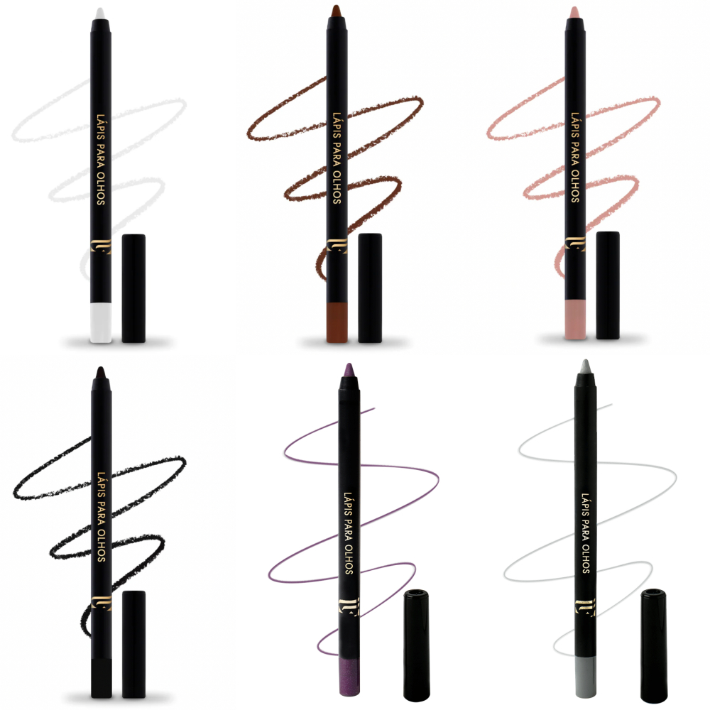 Lápis Delineador Apontável para Olhos LFPRO - Preto Nude Branco Marrom Berinjela ou Cinza
