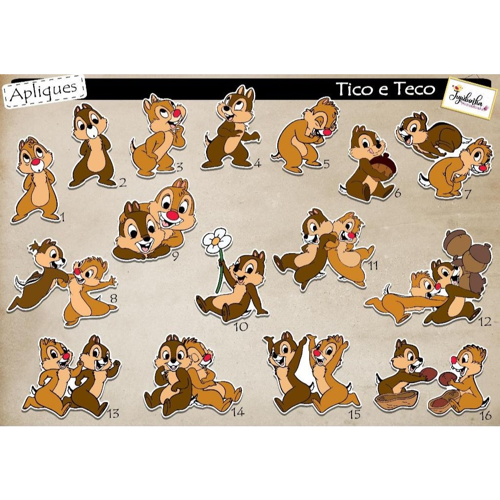 ADESIVOS RECORTADOS - TICO E TECO - TAG, LEMBRANCINHA, TUBETES, DECORAÇÃO, FESTAS, ANIVERSÁRIO, ARTE