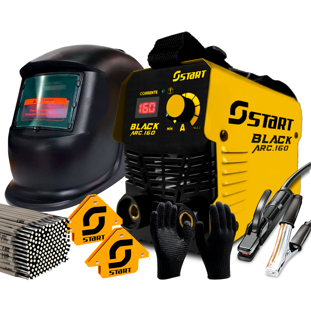 Kit Máquina De Solda Inversora Tig Mma Eletrodo Arc 160a Start Com Mascara E Acessórios