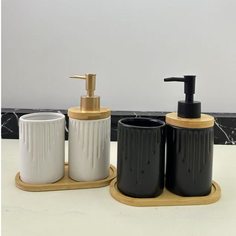 Kit Jogo de Banheiro Lavabo Porcelana 2 Peças Com Dispenser Sabonete Líquido e Porta Escova de Dente em Oferta na Shopee