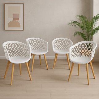 Kit 4 Cadeiras Para Mesa De Jantar Sala Cozinha Web Wood Branca Base Madeira em Oferta na Shopee