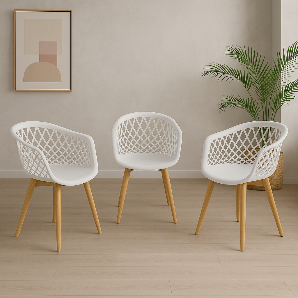 Kit 3 Cadeiras Para Mesa De Jantar Sala Cozinha Web Wood Branca Base Madeira em Oferta na Shopee