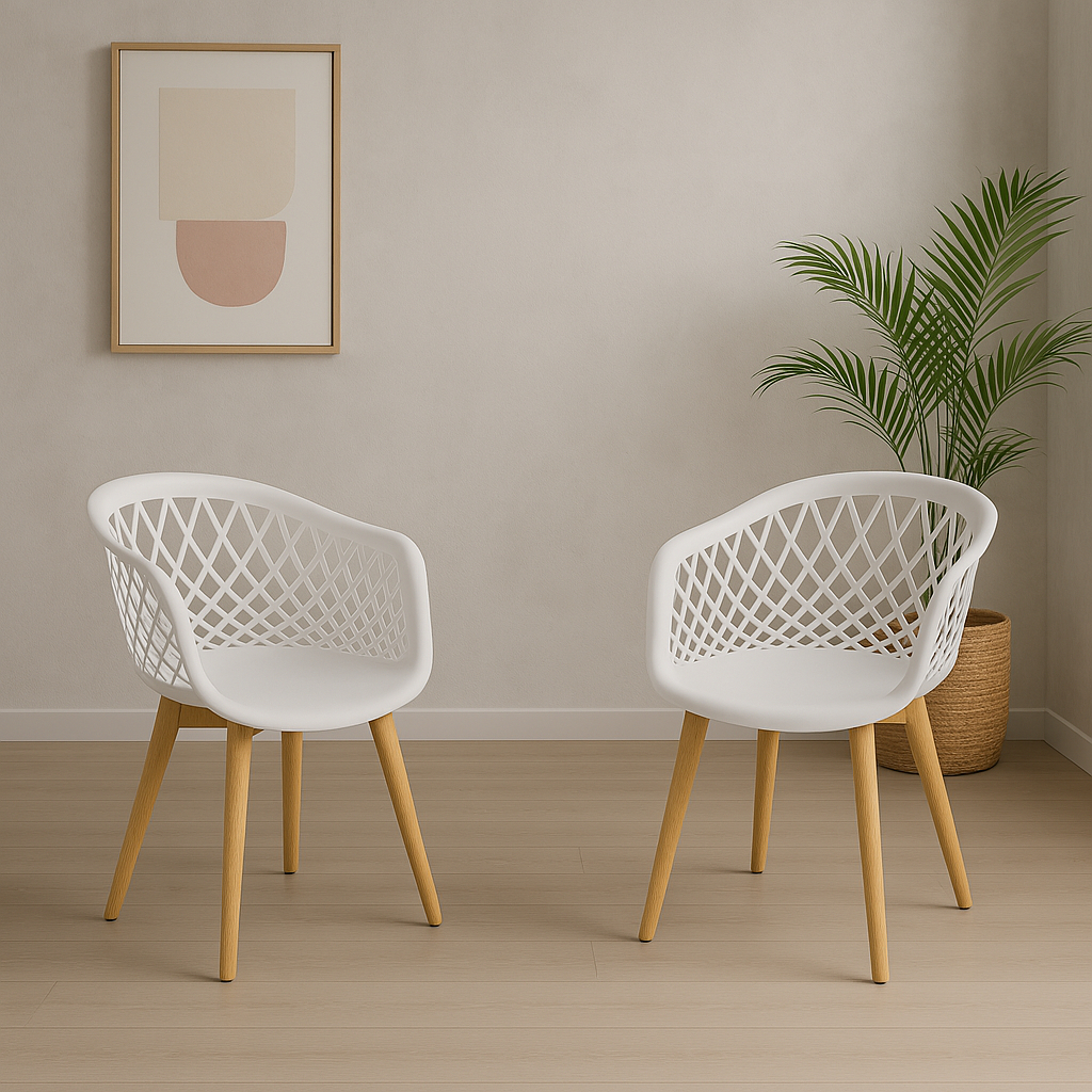Kit 2 Cadeiras Para Mesa De Jantar Cozinha Sala Web Branca Wood Base Madeira em Oferta na Shopee