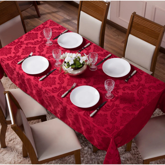 Toalha de Mesa Grande Tecido Premium Jacquard Texturizado Resistente de 4 , 6, 8 e 12 Lugares