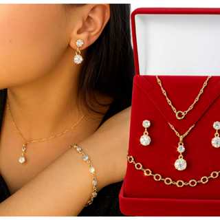 4 Pçs Correntinha feminina Folheada a ouro /Pulseira/Brincos/Caixinha Pingentes Diversos em Oferta na Shopee