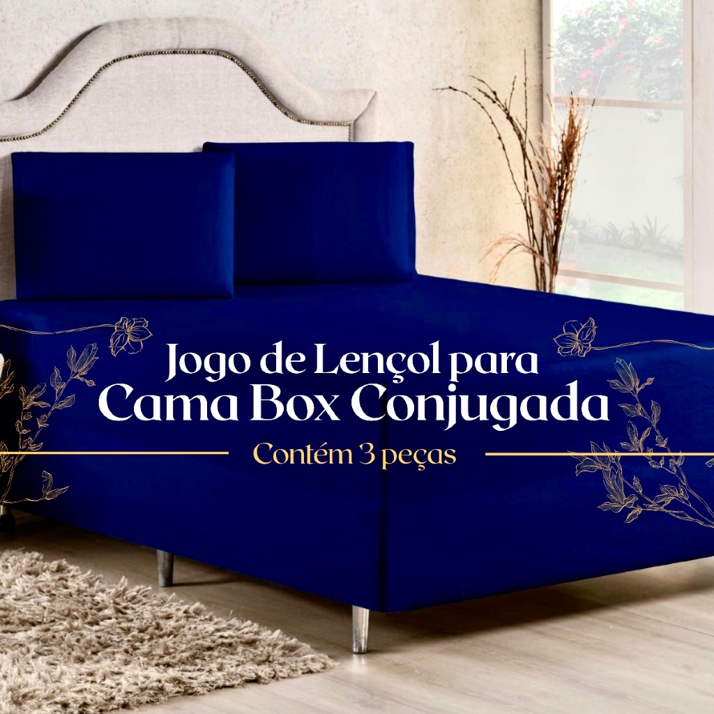 Jogo 3 Peças Capa Luva Para Cama Queen Padrão Box Conjugado